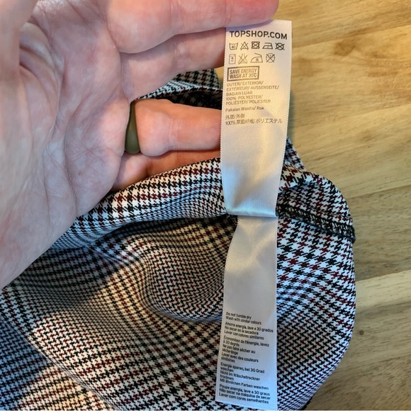 Topshop Black & Burgundy Houndstooth Skirt 4 - Picture 6 of 7